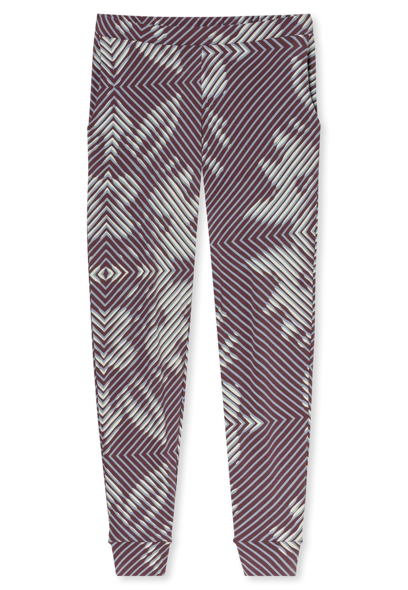 Schlafanzug mit Bündchen Blau gemustert - Modern Nightwear
