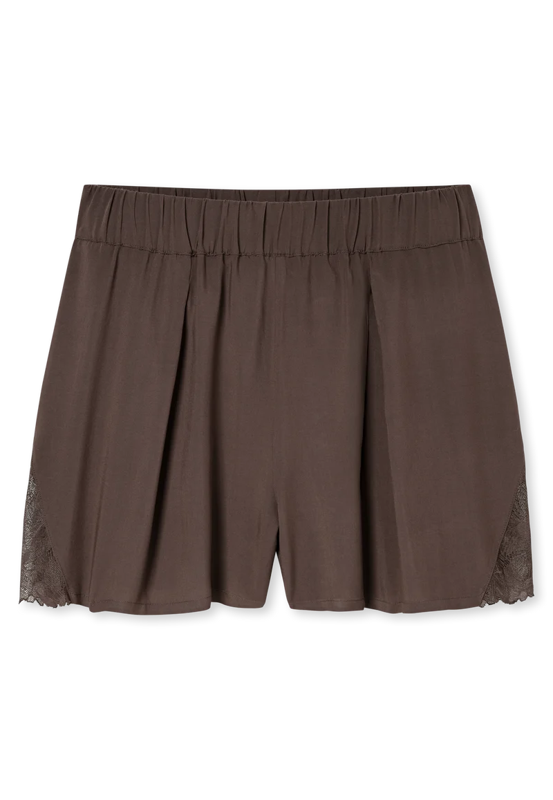 Schlafanzug kurz mit Spitze Braun - Modern Lace