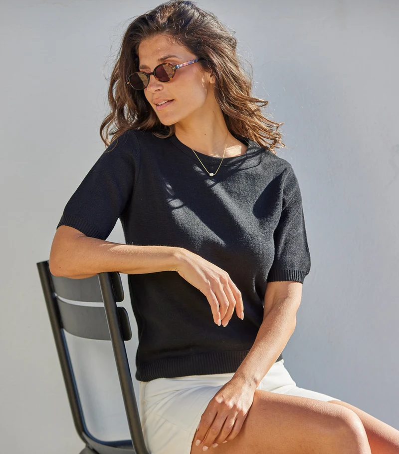 T-shirt Maille Femme Noir