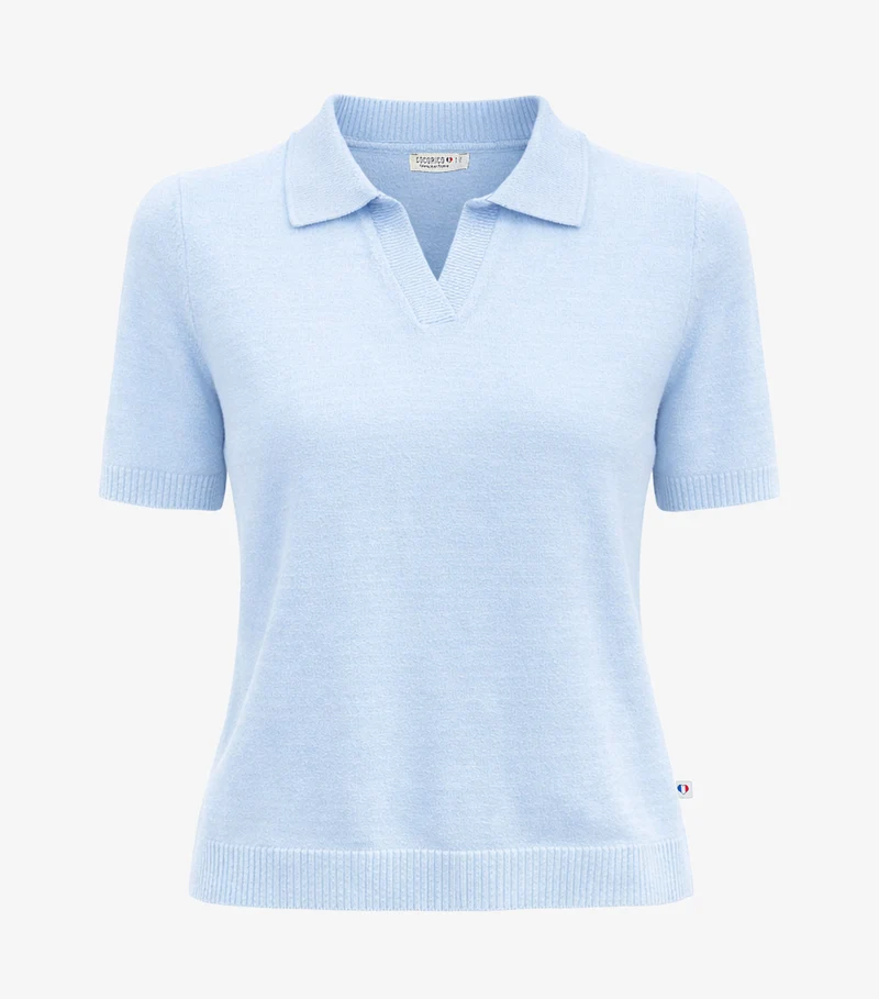 Polo Maille Femme Ciel