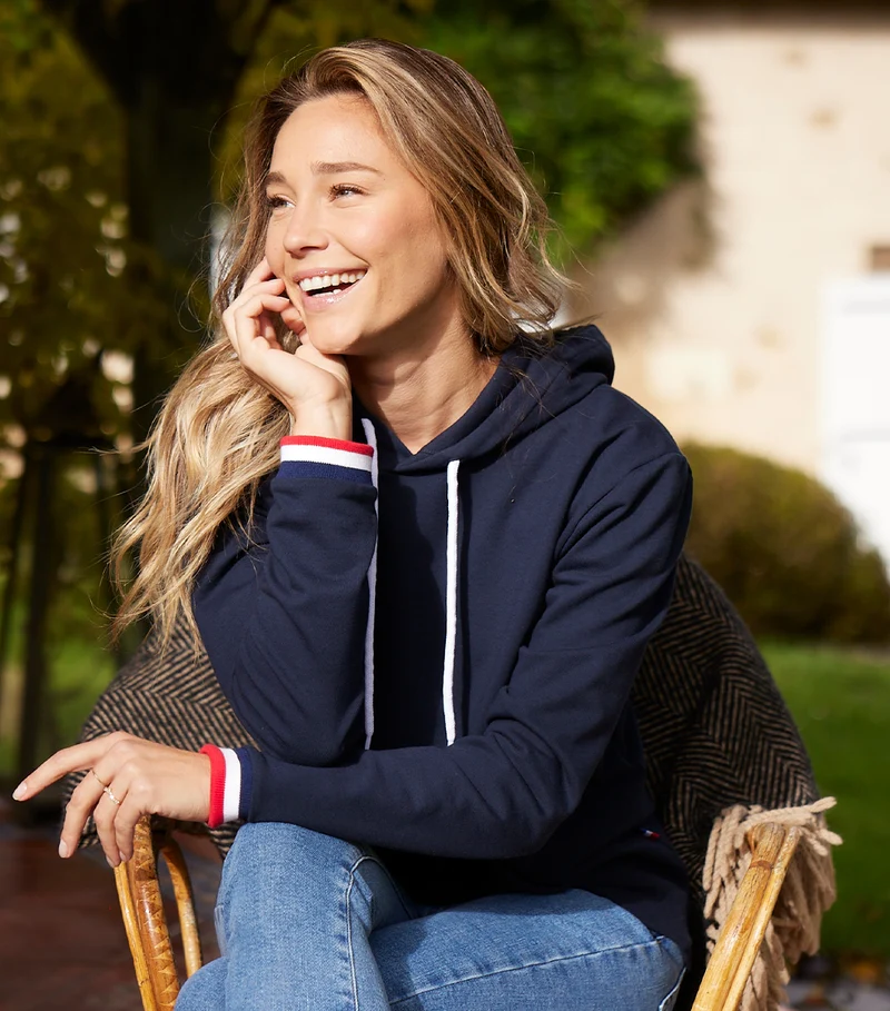 Sweat à capuche Femme Supporter Marine - Intemporel