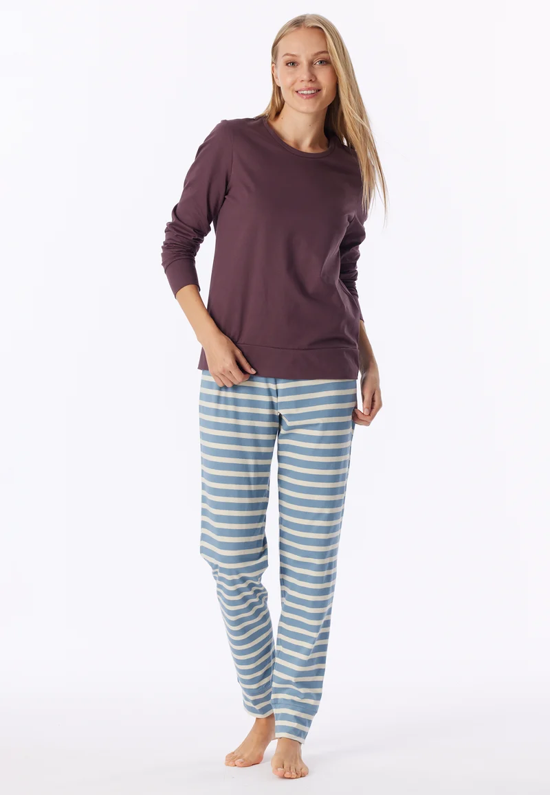 Schlafanzug lang mit Bündchen Bunt gestreift - Casual Essentials
