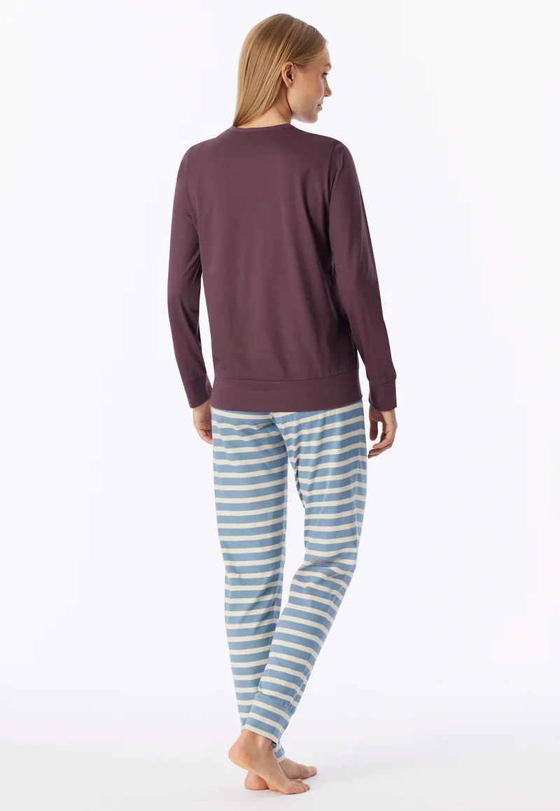 Schlafanzug lang mit Bündchen Bunt gestreift - Casual Essentials