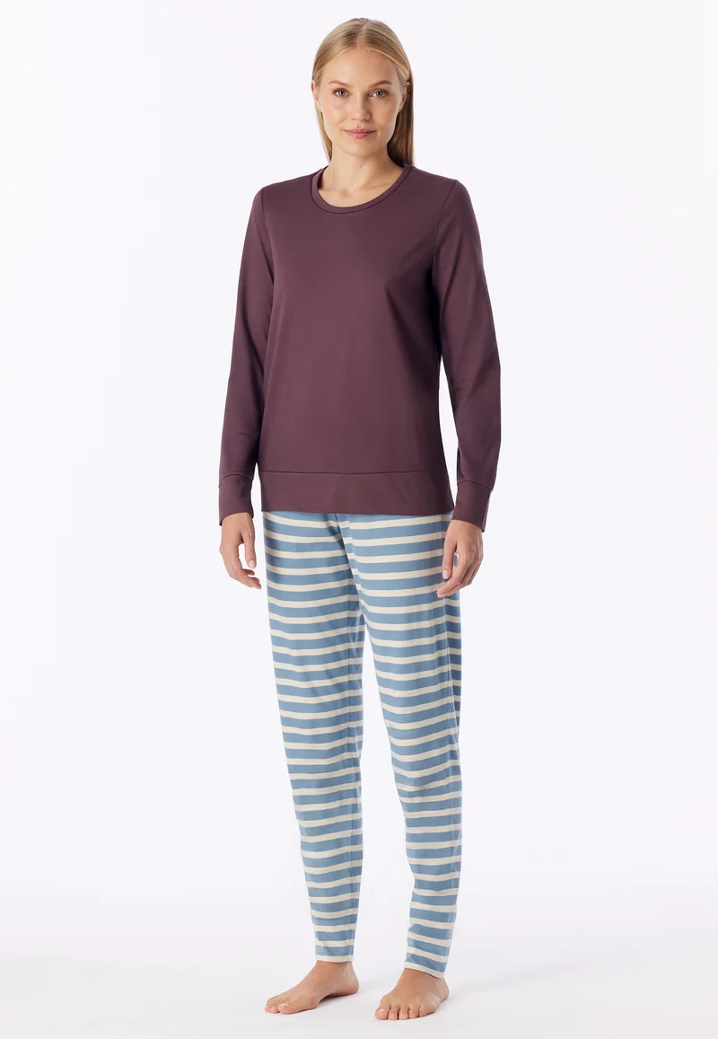 Schlafanzug lang mit Bündchen Bunt gestreift - Casual Essentials