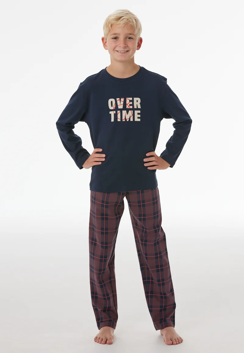 Schlafanzug Dunkelblau/Bordeaux kariert - Nightwear