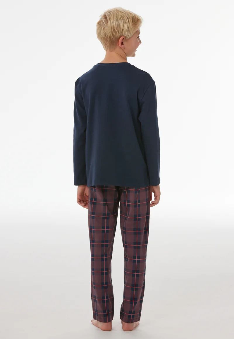 Schlafanzug Dunkelblau/Bordeaux kariert - Nightwear