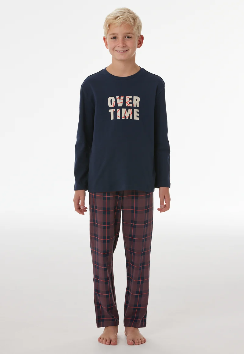 Schlafanzug Dunkelblau/Bordeaux kariert - Nightwear