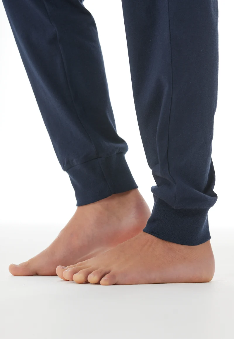 Schlafanzug mit Bündchen Grau/Dunkelblau - Nightwear