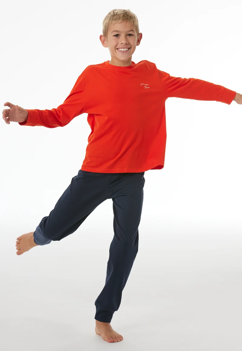Schlafanzug mit Bündchen Rot/Dunkelblau - Nightwear