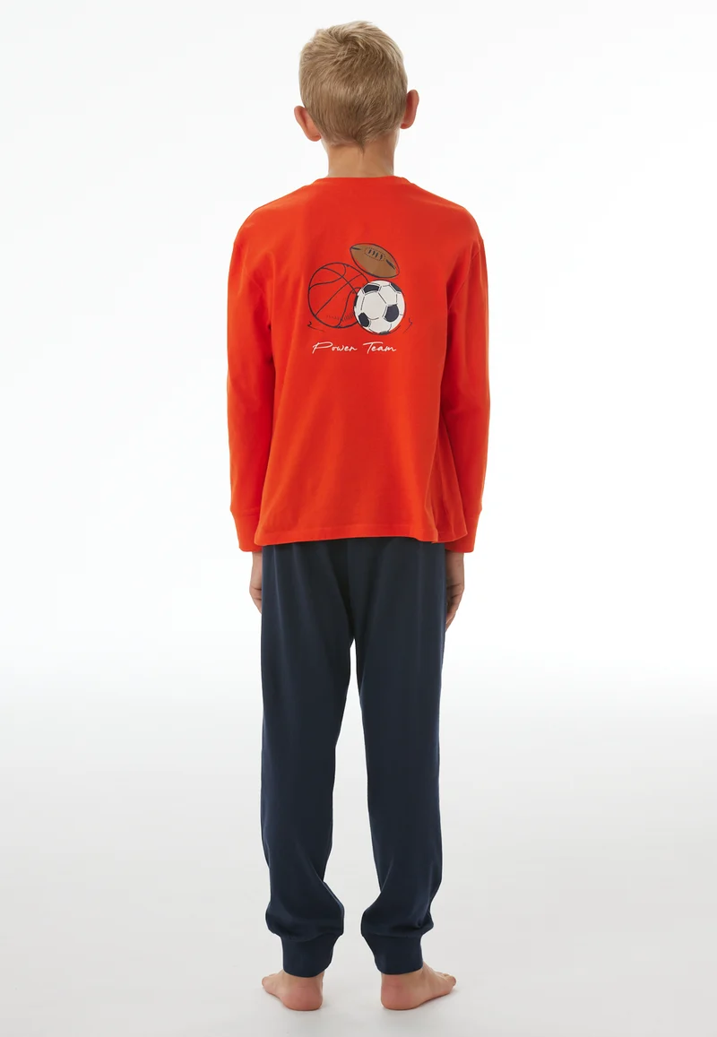 Schlafanzug mit Bündchen Rot/Dunkelblau - Nightwear