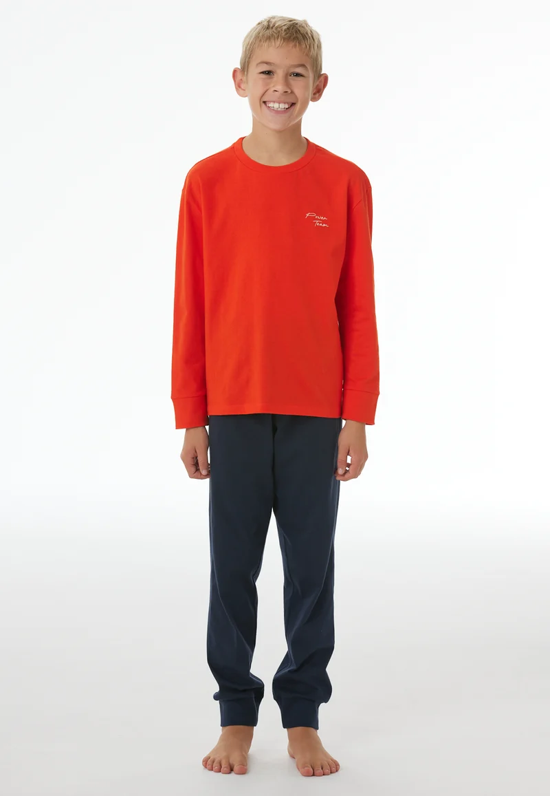 Schlafanzug mit Bündchen Rot/Dunkelblau - Nightwear