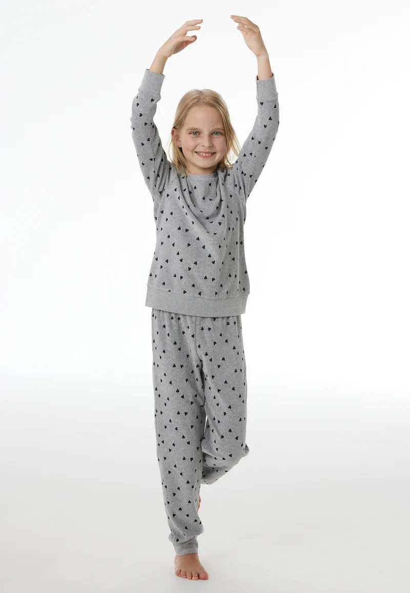 Schlafanzug mit Bündchen Grau gemustert - Nightwear