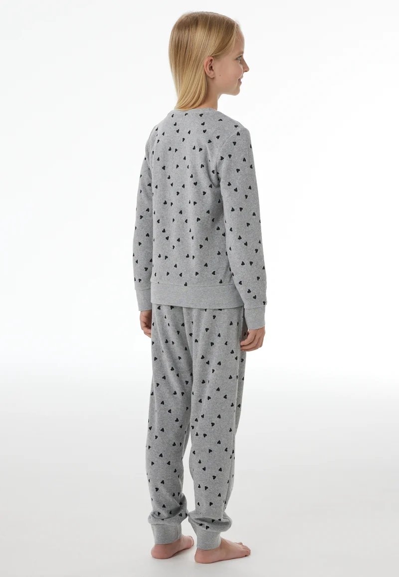Schlafanzug mit Bündchen Grau gemustert - Nightwear