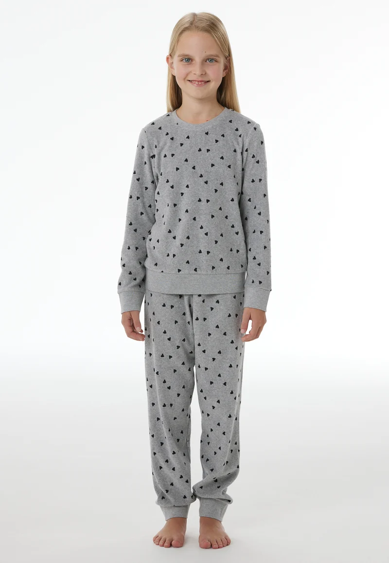 Schlafanzug mit Bündchen Grau gemustert - Nightwear