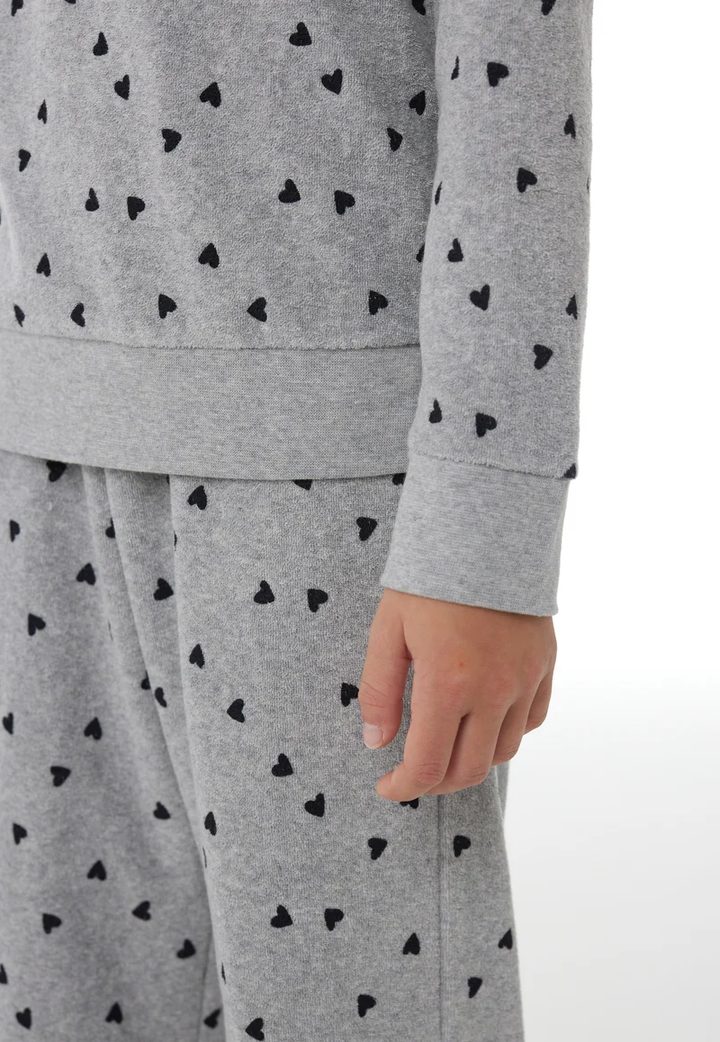 Schlafanzug mit Bündchen Grau gemustert - Nightwear