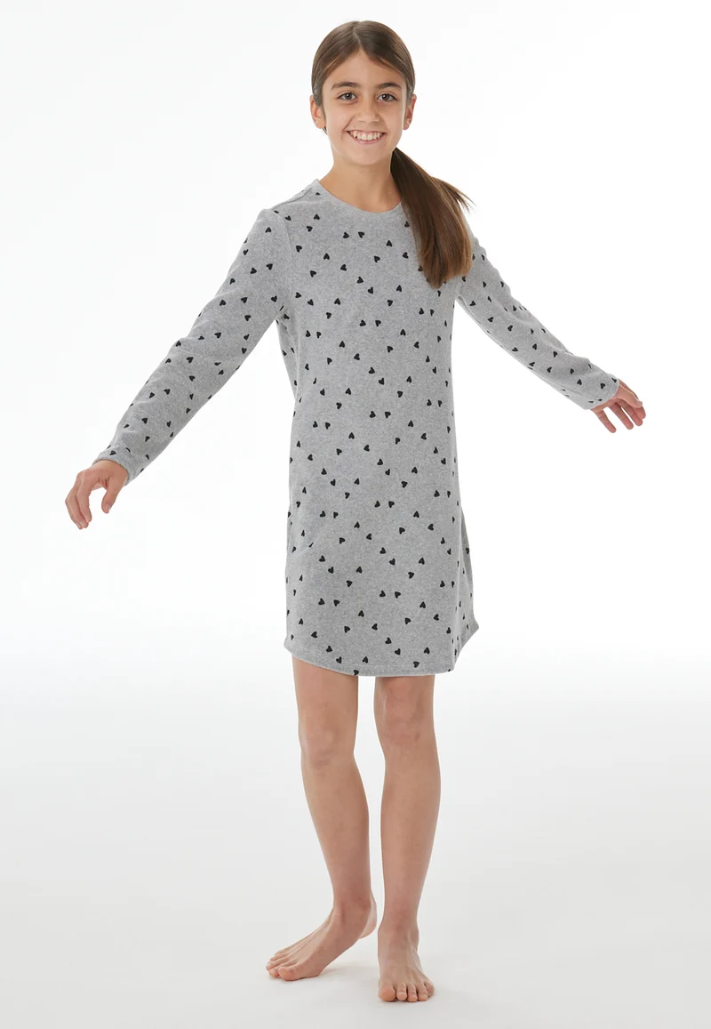 Nachthemd langarm Grau gemustert - Nightwear