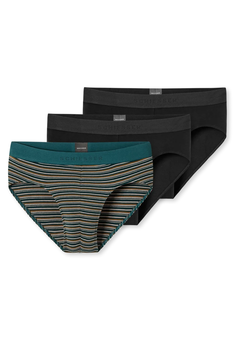 Slip 3er-Pack Schwarz/Bunt gestreift - 95/5
