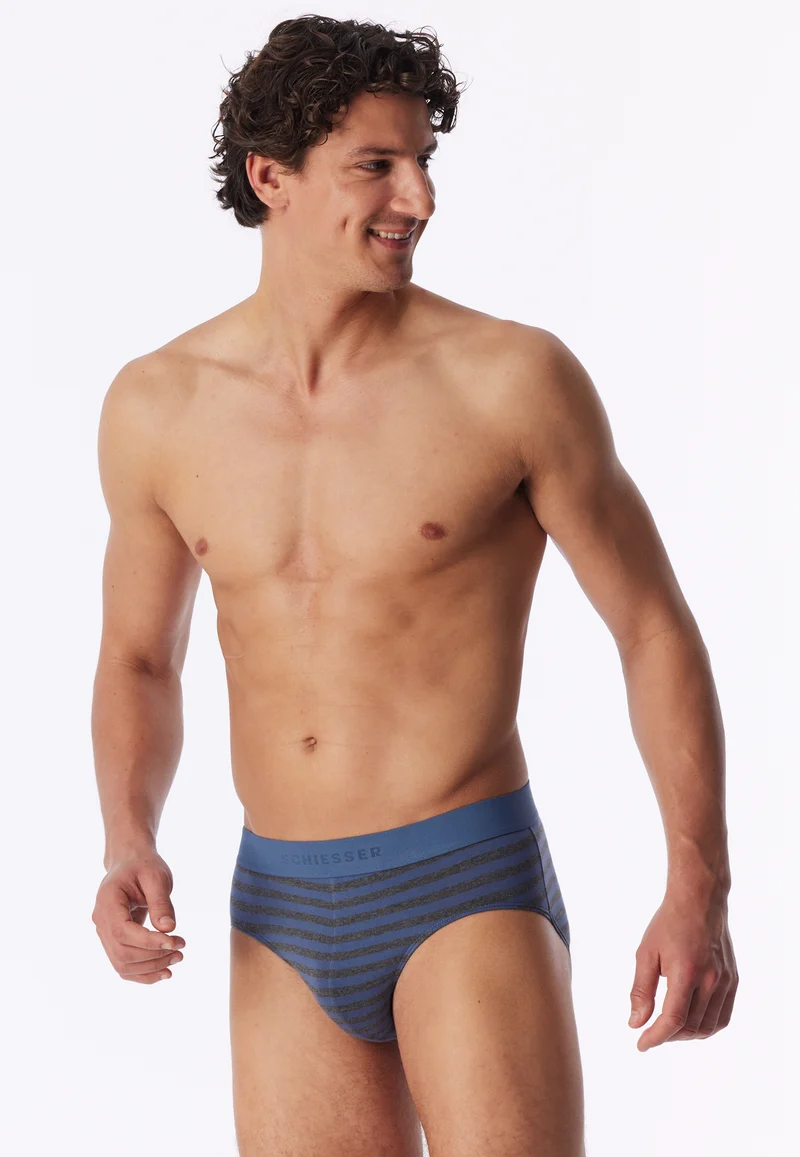 Slip 3er-Pack Grau/Dunkelblau gestreift - 95/5