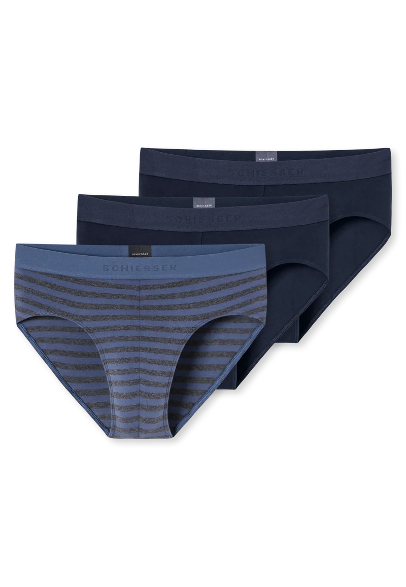 Slip 3er-Pack Grau/Dunkelblau gestreift - 95/5