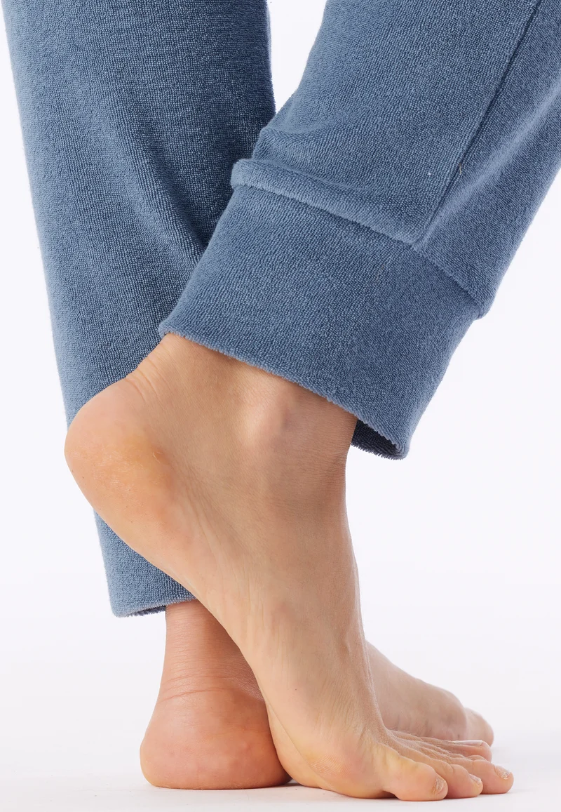 Schlafanzug lang mit Bündchen Blau/Weiss gestreift - Casual Essentials