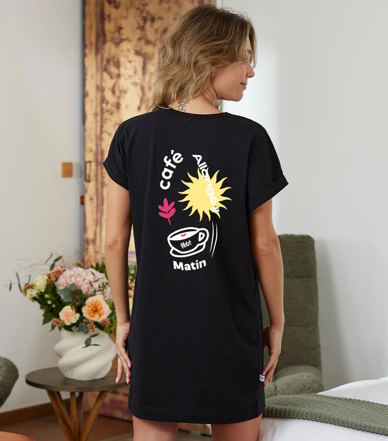 Robe de Nuit Femme Noir - Petit Matin