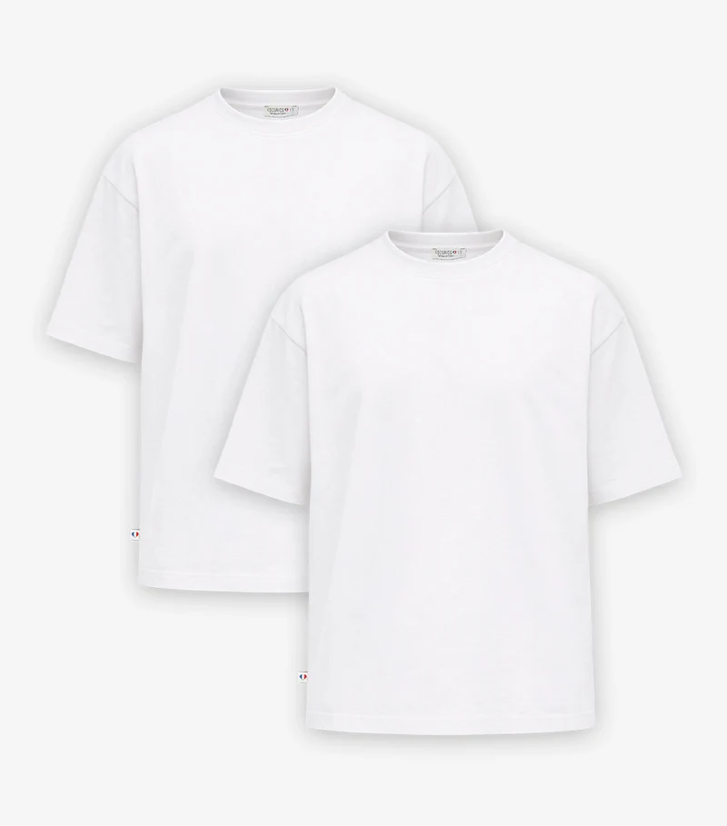 T-shirt Oversize Homme Blanc x2 - Pack Intemporel
