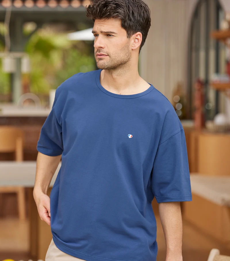 T-shirt Oversize Homme Bleu Jean - Iconique