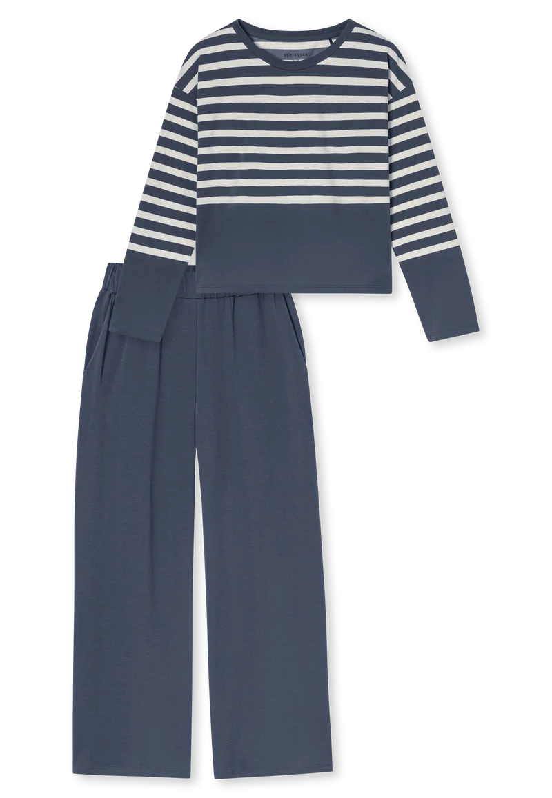 Schlafanzug Dunkelblau/Weiss gestreift - Casual Nightwear