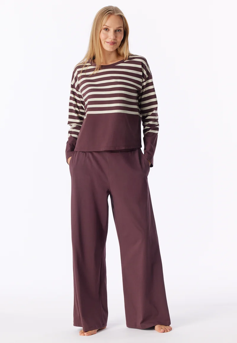 Schlafanzug Bordeaux/Weiss gestreift - Casual Nightwear