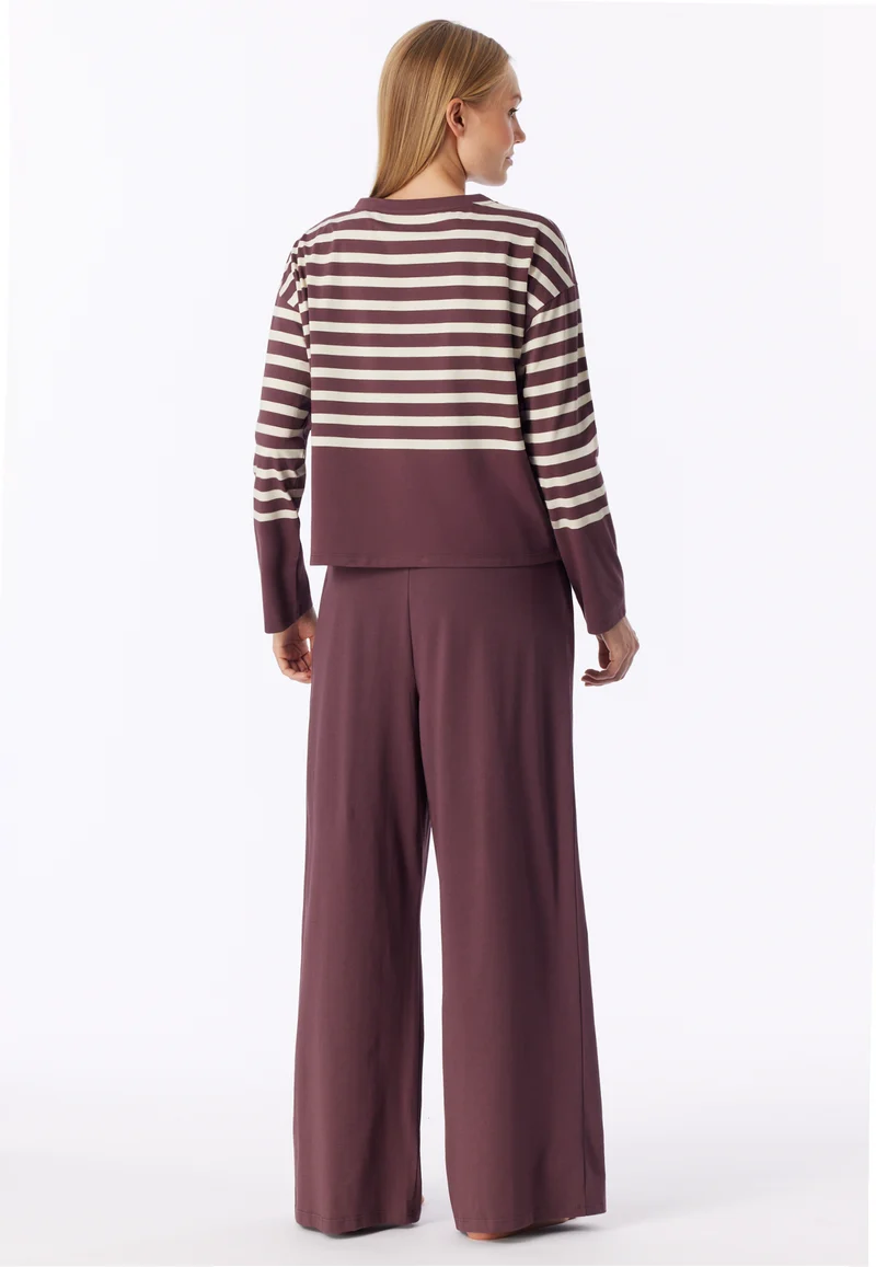 Schlafanzug Bordeaux/Weiss gestreift - Casual Nightwear