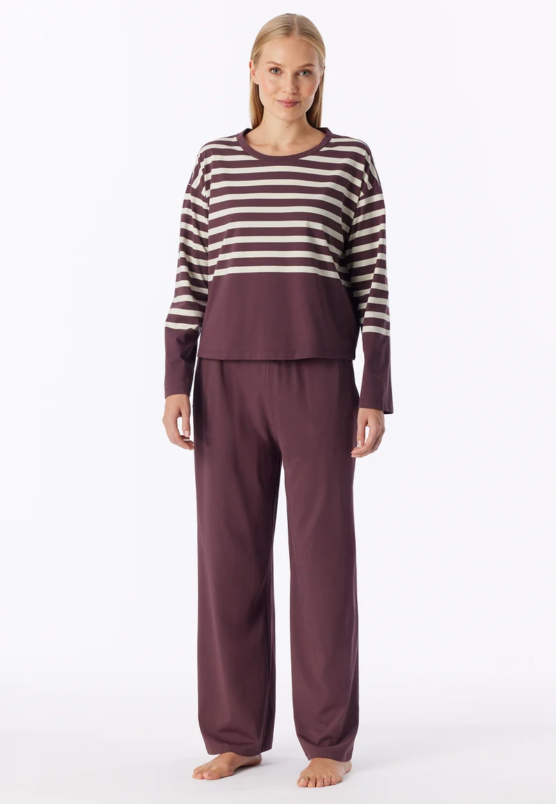 Schlafanzug Bordeaux/Weiss gestreift - Casual Nightwear