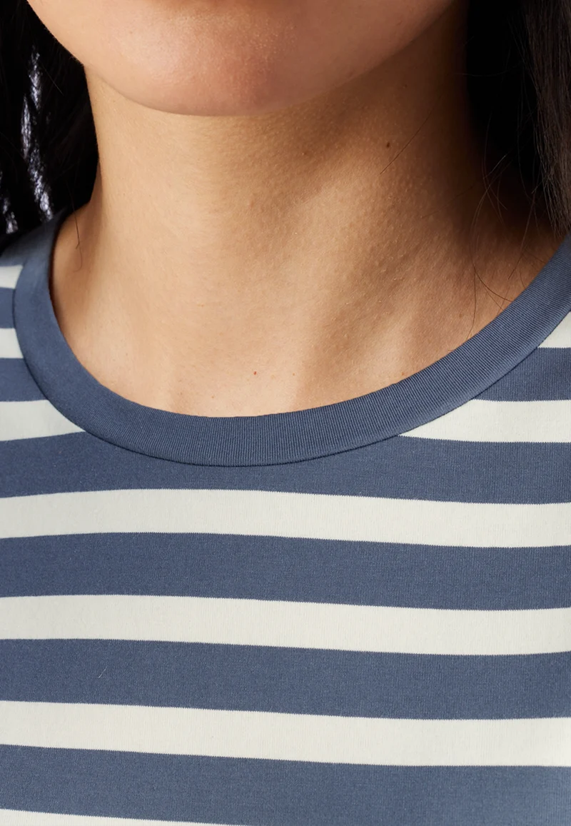 Nachthemd langarm Blau/Weiss gestreift - Casual Nightwear