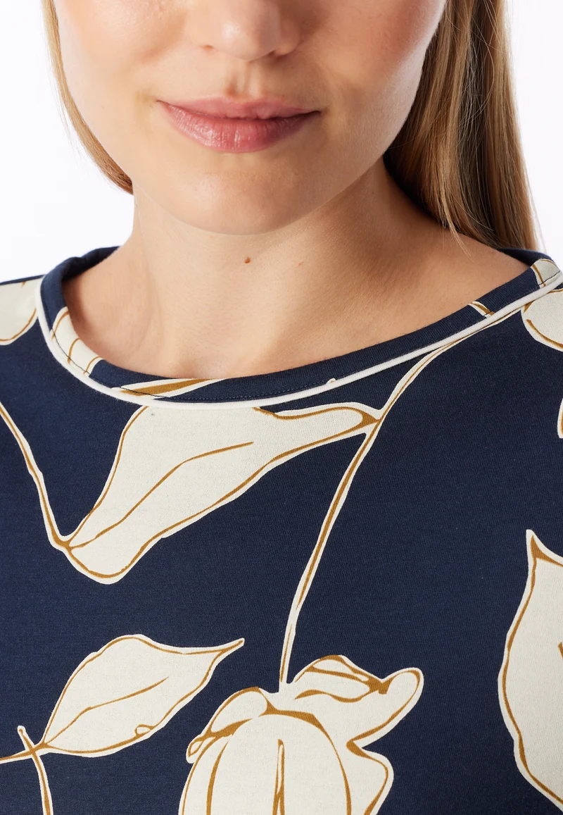 Schlafanzug mit Bündchen Dunkelblau gemustert - Comfort Nightwear