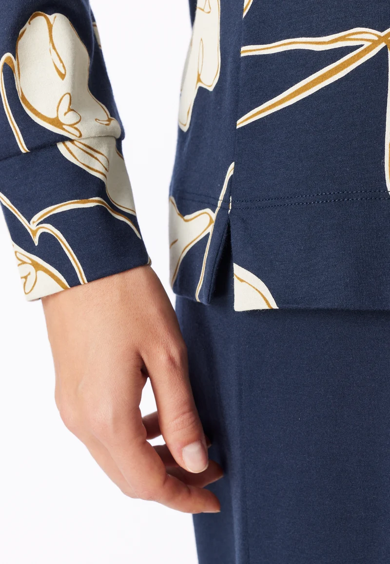 Schlafanzug mit Bündchen Dunkelblau gemustert - Comfort Nightwear