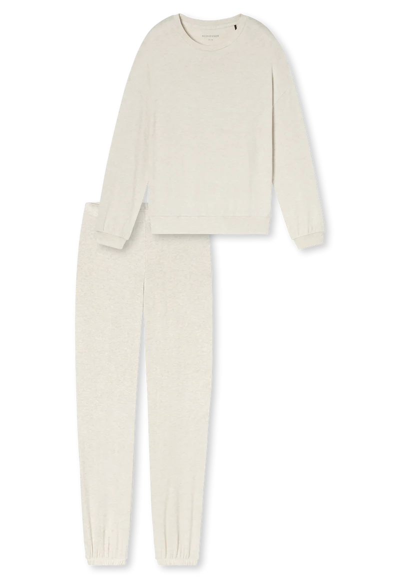 Lounge Set mit Bündchen Off White - Casual Fashion