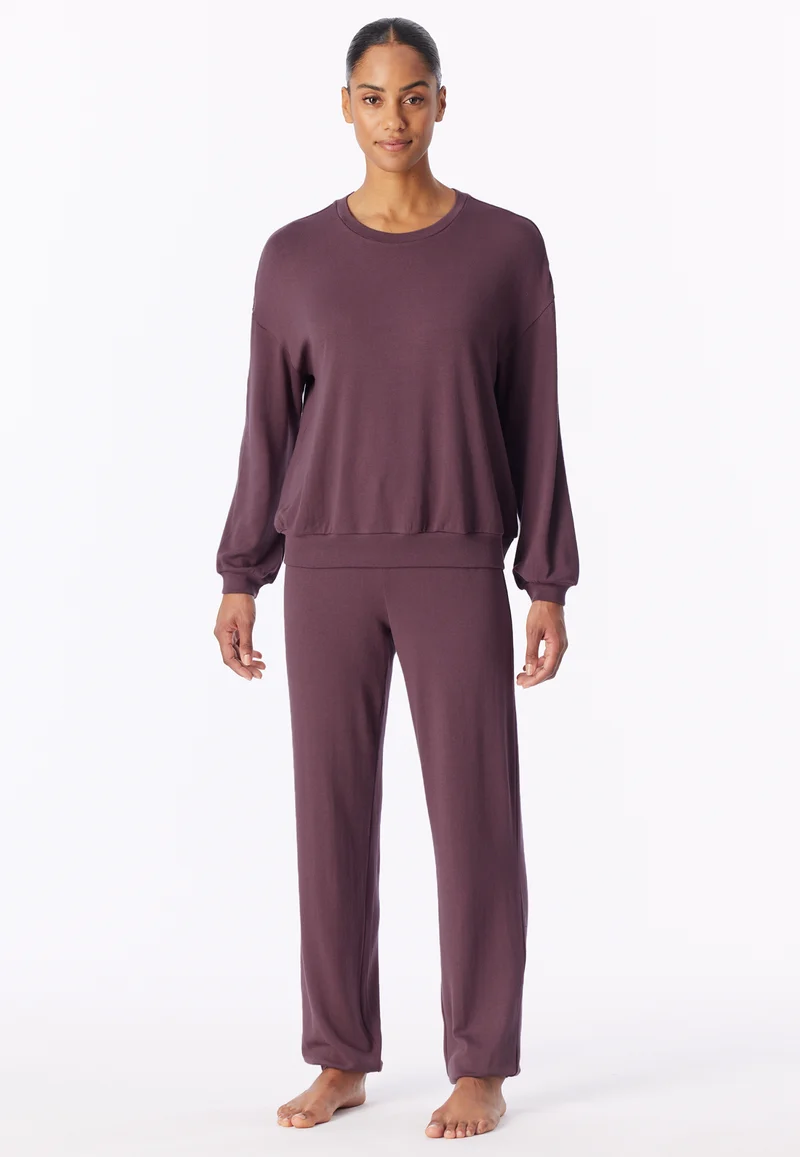 Lounge Set mit Bündchen Bordeaux - Casual Fashion